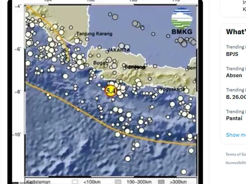 Gempa Magnitudo 5,4 Guncang Sukabumi, Terasa Hingga Jakarta