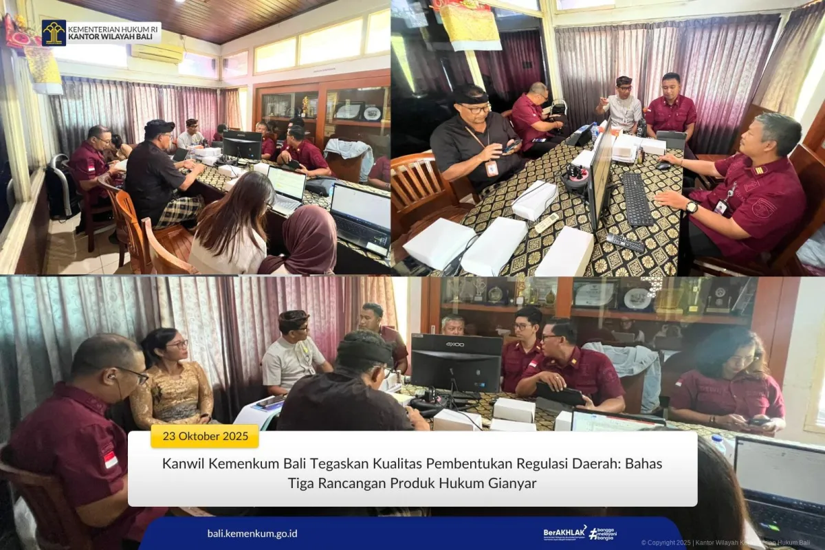 Kanwil Kemenkum Bali Bahas Tiga Rancangan Produk Hukum untuk Gianyar
