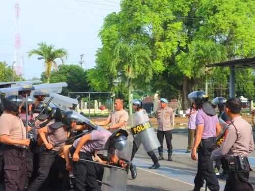 Latihan Dalmas Polres Lampung Tengah Tingkatkan Kesiapan Jaga Kamtibmas di Bulan Ramadan
