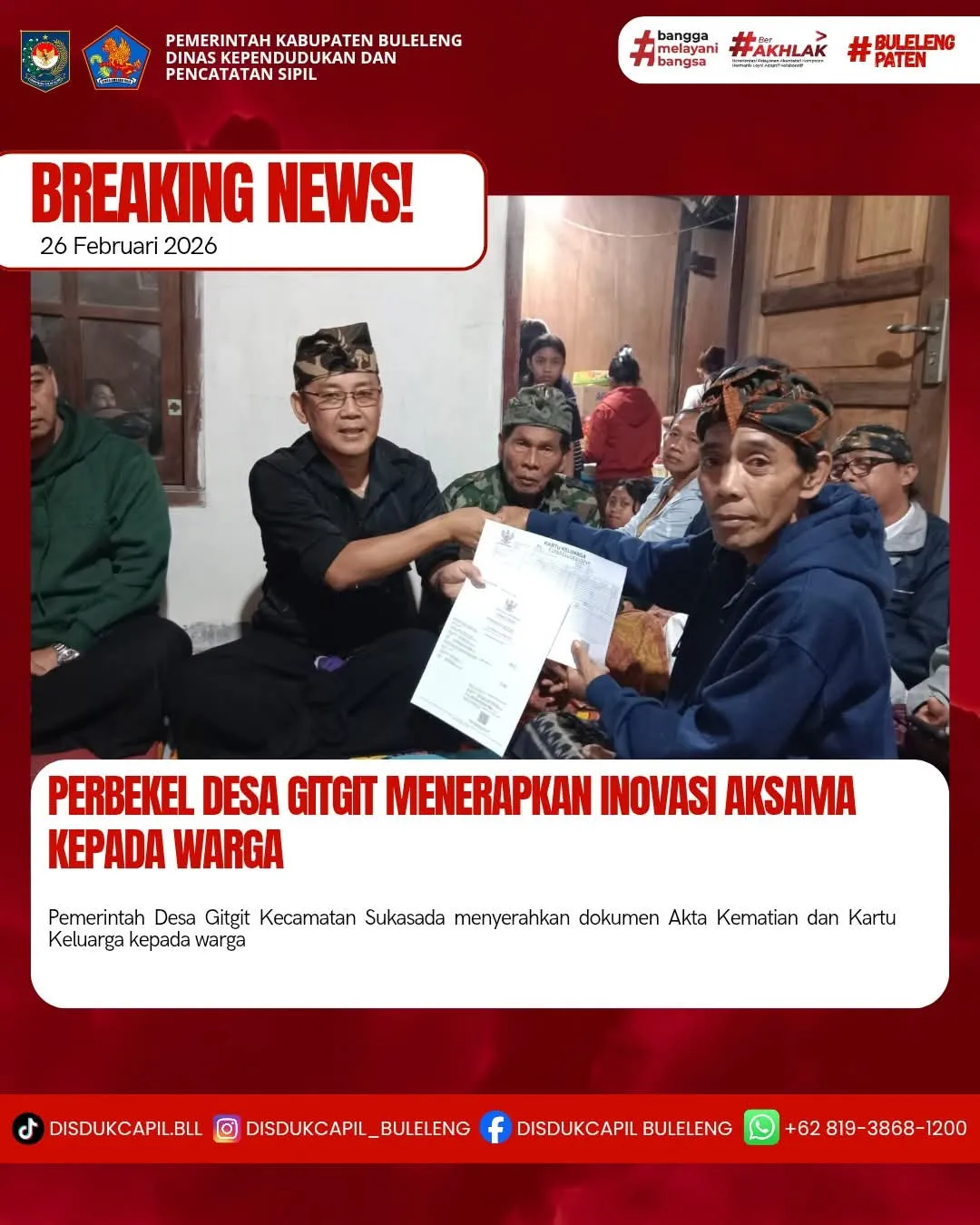 Inovasi Aksama Permudah Pengurusan Akta Kematian di Desa Gitgit