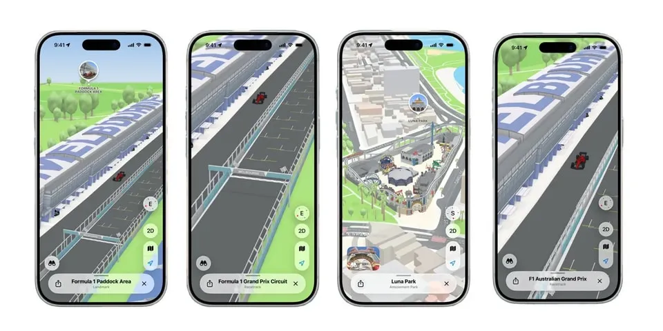 Apple Maps Perkenalkan Fitur 3D untuk Musim Balap Formula 1 2026