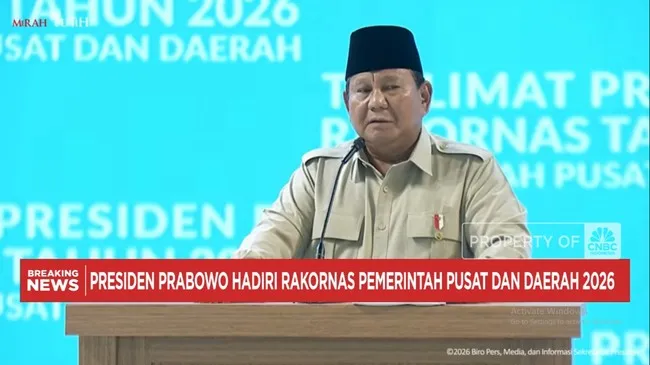 Arahan Prabowo di Rakornas Pemerintah Pusat dan Daerah 2026