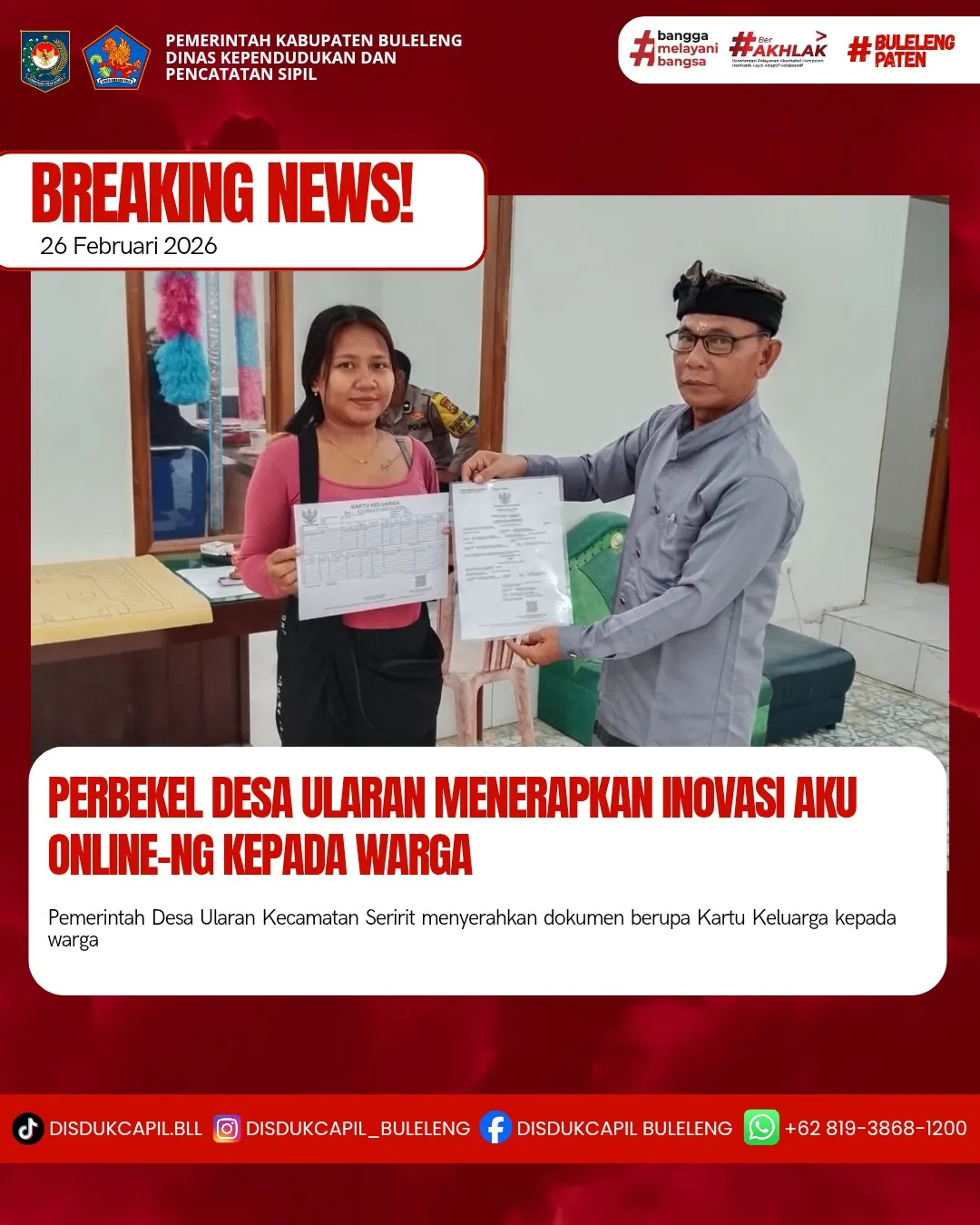 Desa Ularan Implementasikan Layanan Kependudukan Melalui Aku Online-NG
