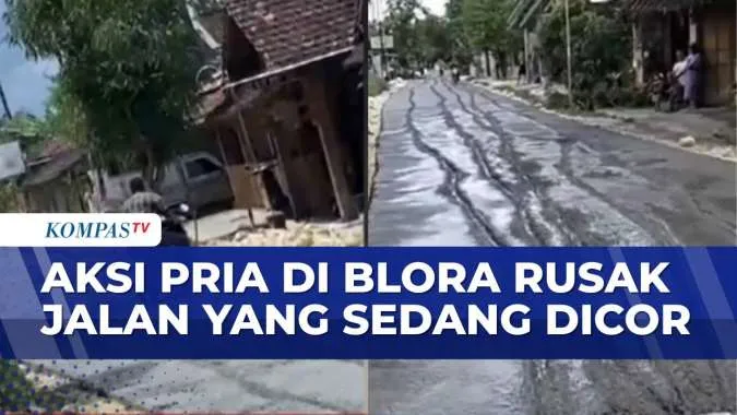 Pria Blora Rusak Jalan Proyek Sebagai Protes Pembangunan Tak Transparan