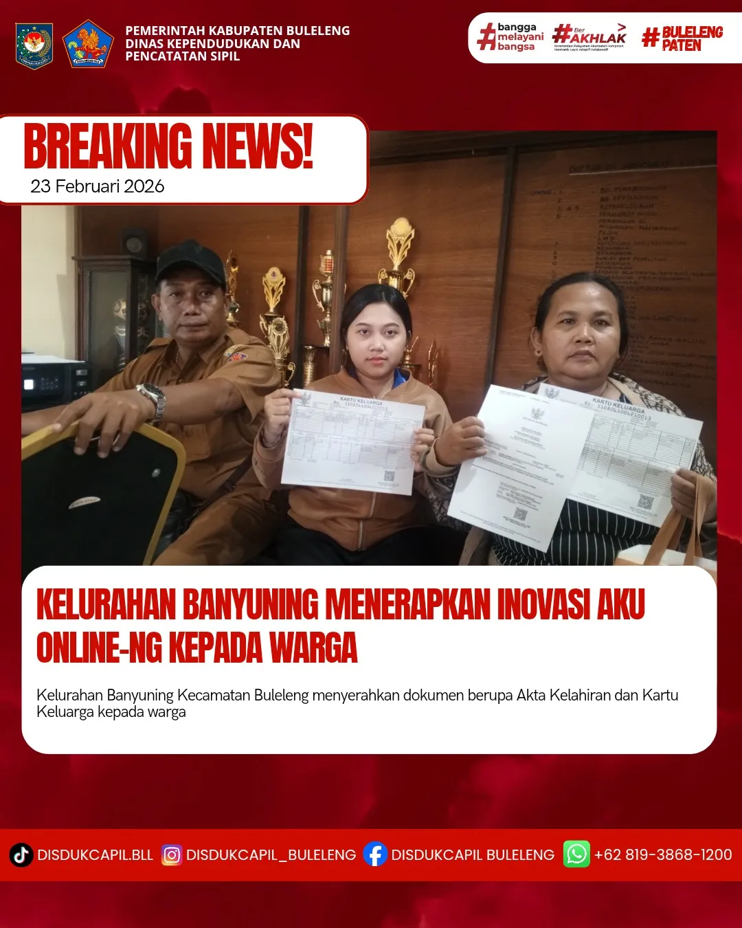 Kelurahan Banyuning Luncurkan Layanan Aku Online untuk Permudah Pengurusan Dokumen Kependudukan