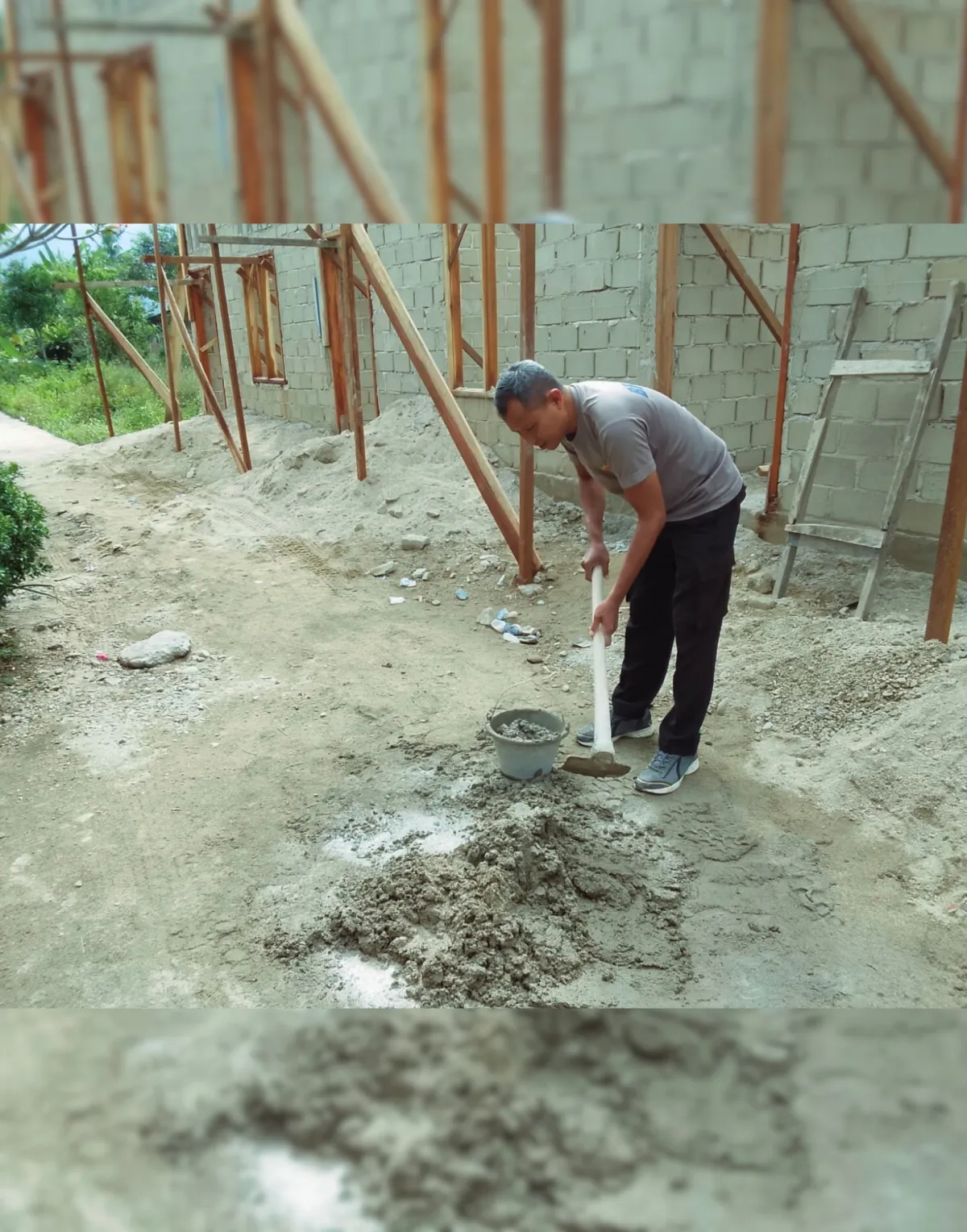Brimob dan Warga Bersinergi Membangun Rumah Korban Banjir di Tolang Julu