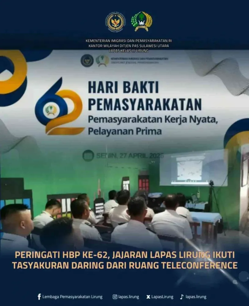 Lapas Kelas III Lirung Rayakan Hari Bakti Pemasyarakatan ke-62 Secara Daring