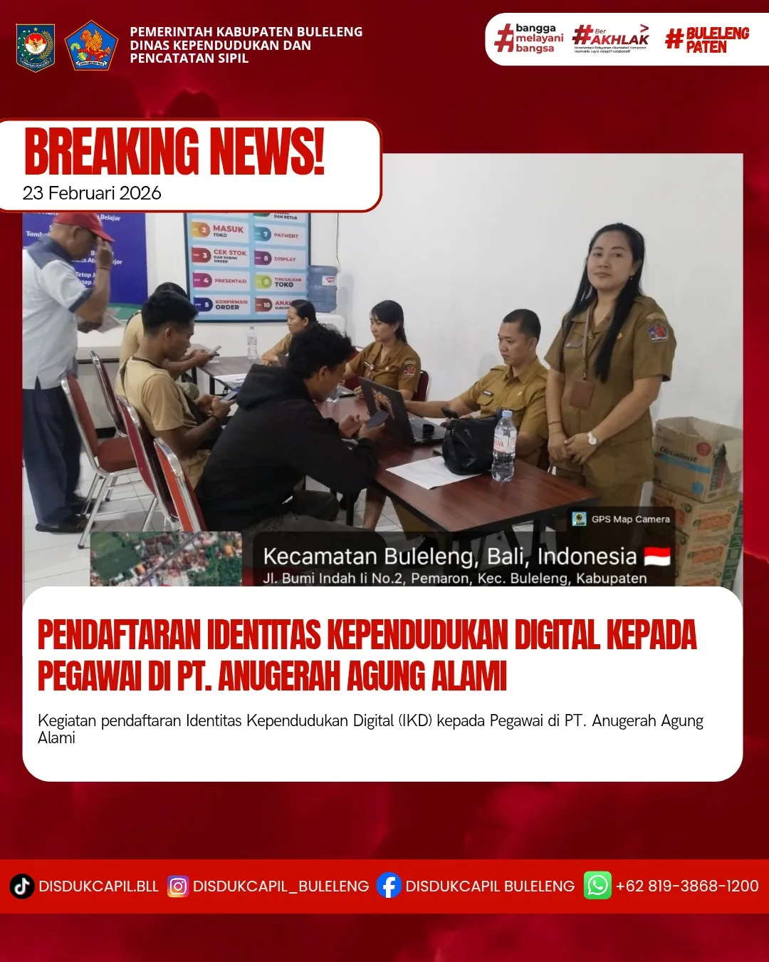 Pendaftaran Identitas Kependudukan Digital di PT. Anugerah Agung Alami