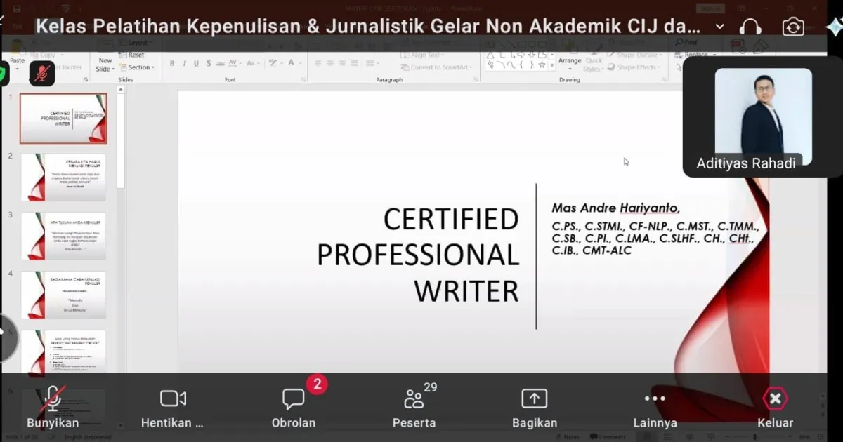 AR Learning Center Gelar Pelatihan Jurnalis dan Penulis Profesional Secara Daring