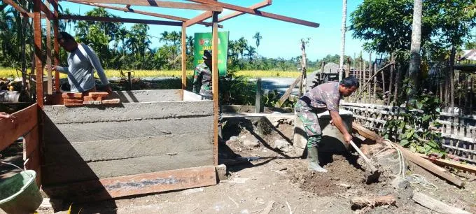 Pembangunan MCK Desa Masuk Tahap Pengecoran oleh Satgas TMMD