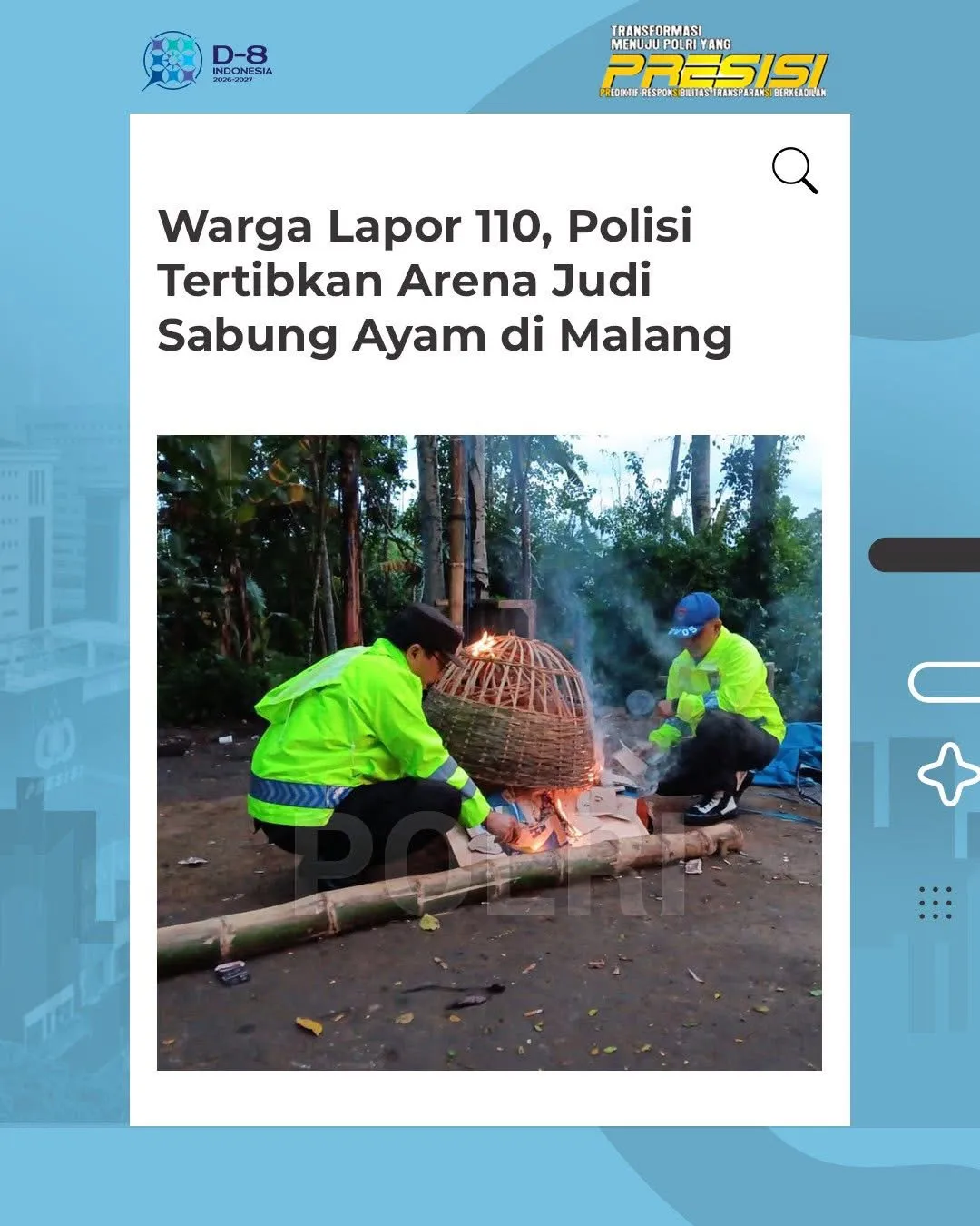 Polsek Sumberpucung Tindak Arena Sabung Ayam di Malang