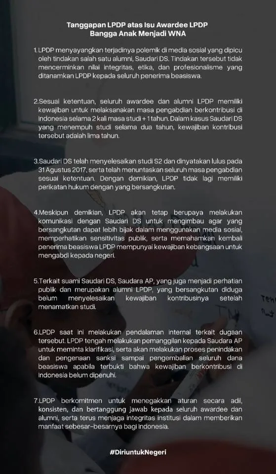 LPDP Tegaskan Etika Penerima Beasiswa Setelah Kontroversi Alumni