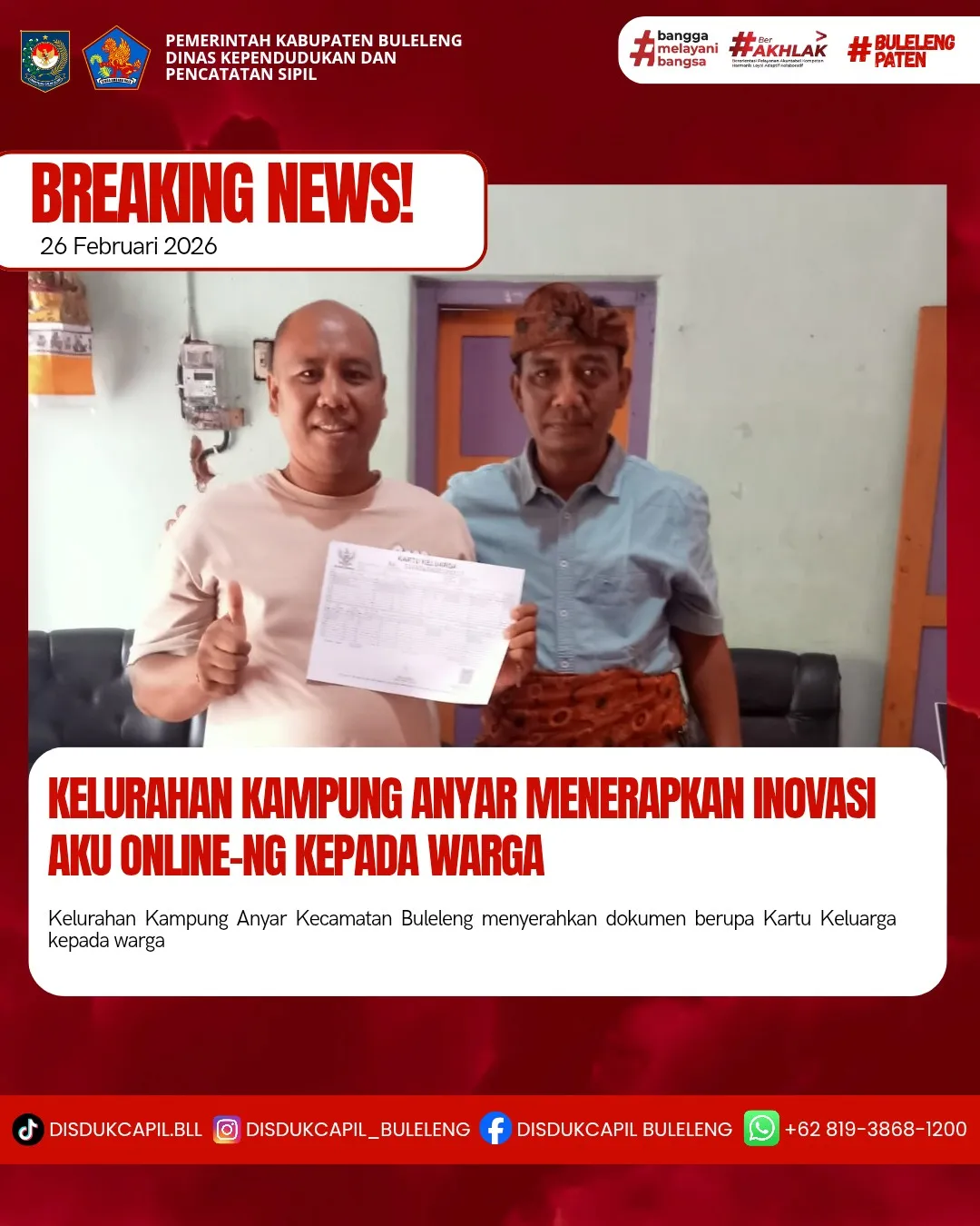 Inovasi Pelayanan Kependudukan di Buleleng Melalui Aplikasi Aku Online-NG