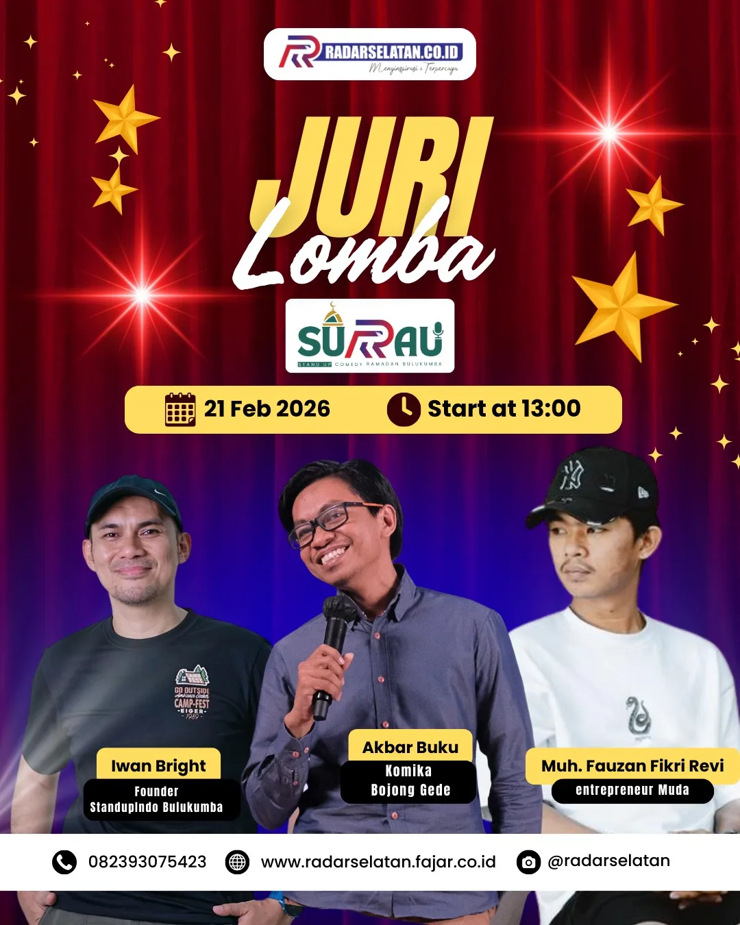 Lomba Stand Up Comedy SURAU Hadirkan 21 Komika di Bulukumba