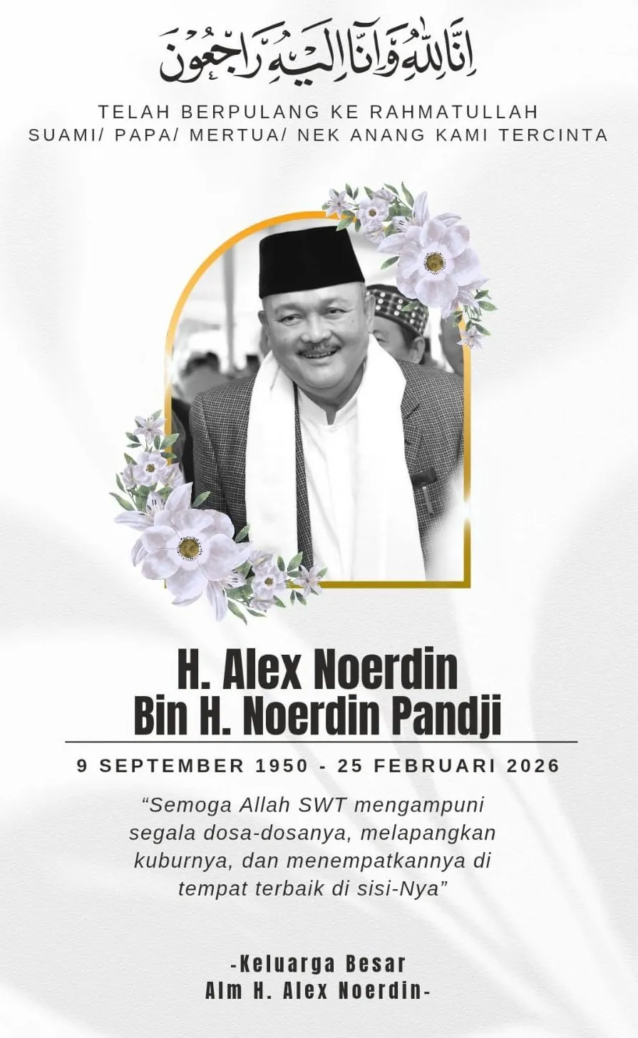 Mantan Gubernur Sumsel Alex Noerdin Meninggal Dunia di Usia 76 Tahun