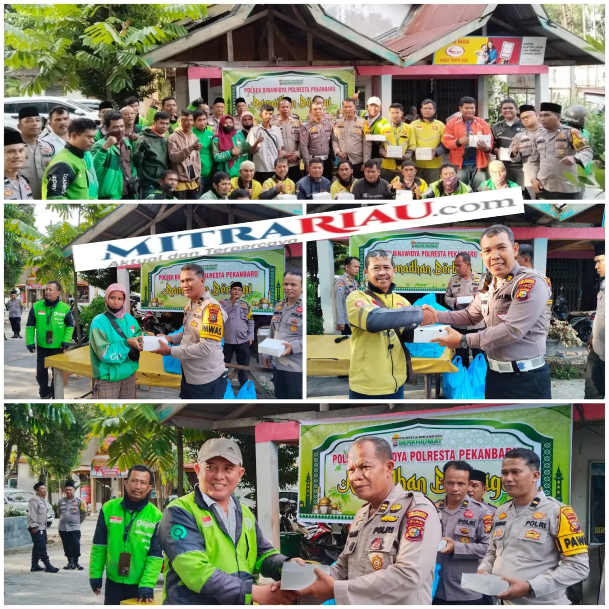 Polsek Binawidya Bagikan 100 Kotak Nasi untuk Komunitas Ojol di Ramadhan