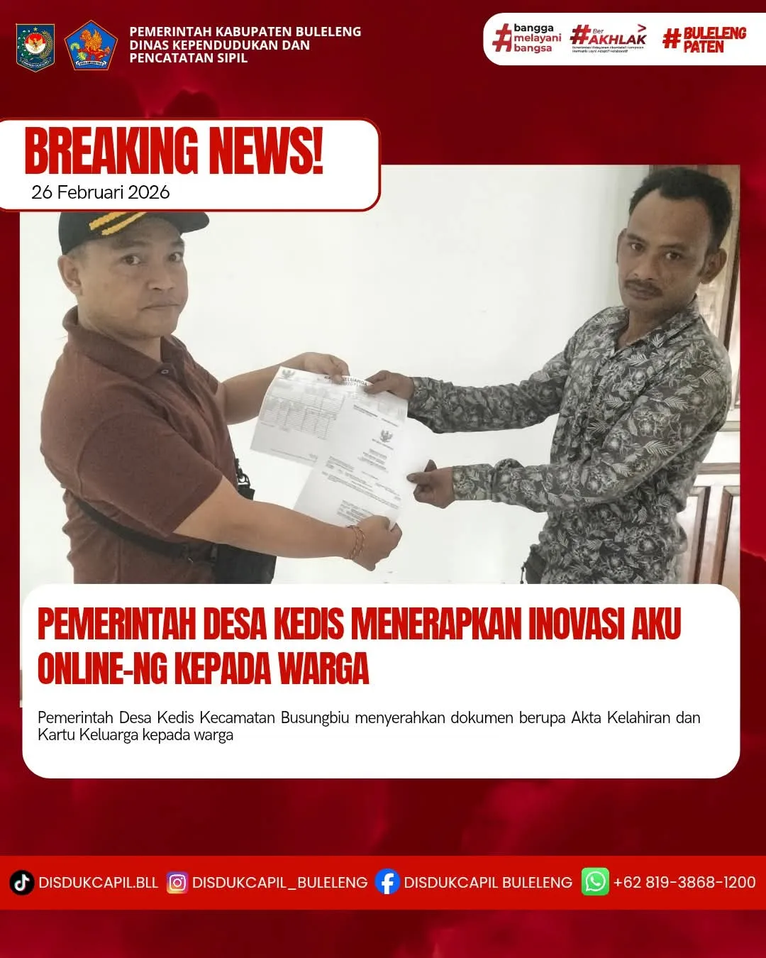 Inovasi Aku Online-NG Permudah Pengurusan Dokumen Kependudukan di Desa Kedis