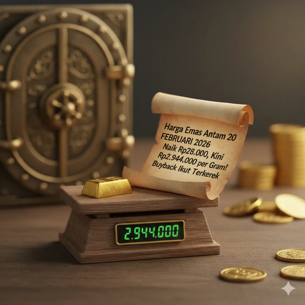 Harga Emas Antam Naik Jadi Rp2.944.000 per Gram pada 20 Februari 2026