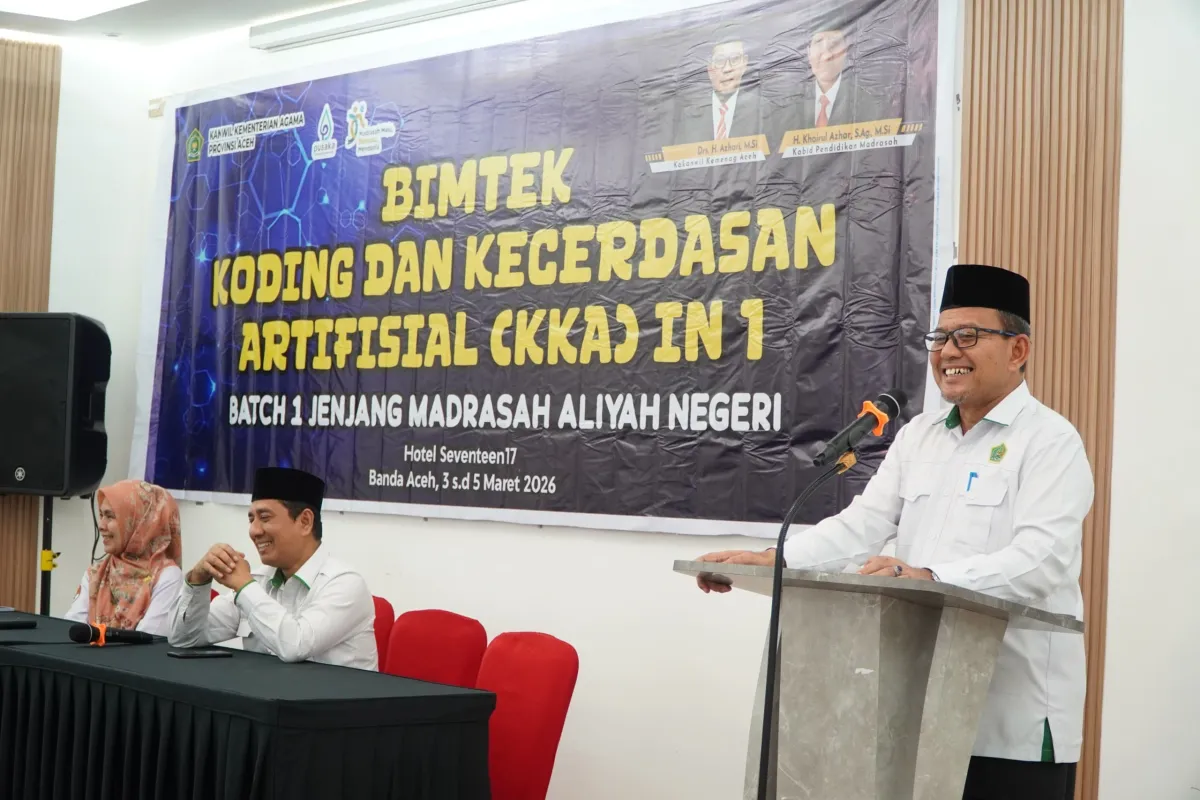 Kakanwil Kemenag Aceh Gelar Bimtek Koding dan Kecerdasan Artifisial untuk Guru MA