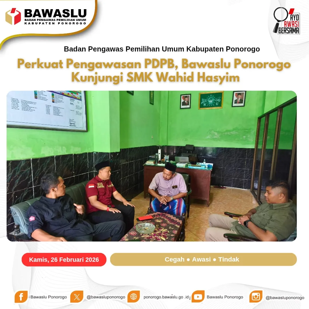 Bawaslu Ponorogo Tingkatkan Kesadaran Pemilih Muda di SMK Wahid Hasyim