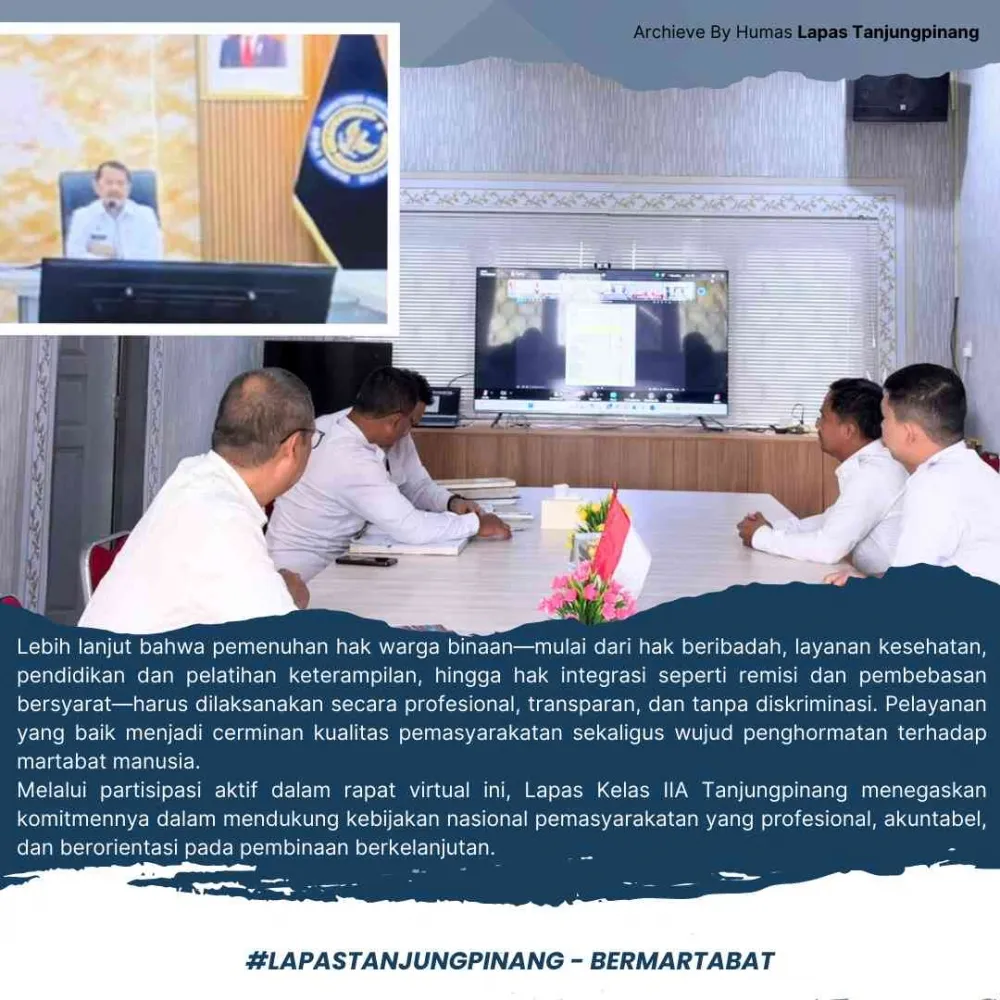 Lapas Tanjungpinang Ikuti Rapat Virtual untuk Penguatan Pembinaan Warga Binaan