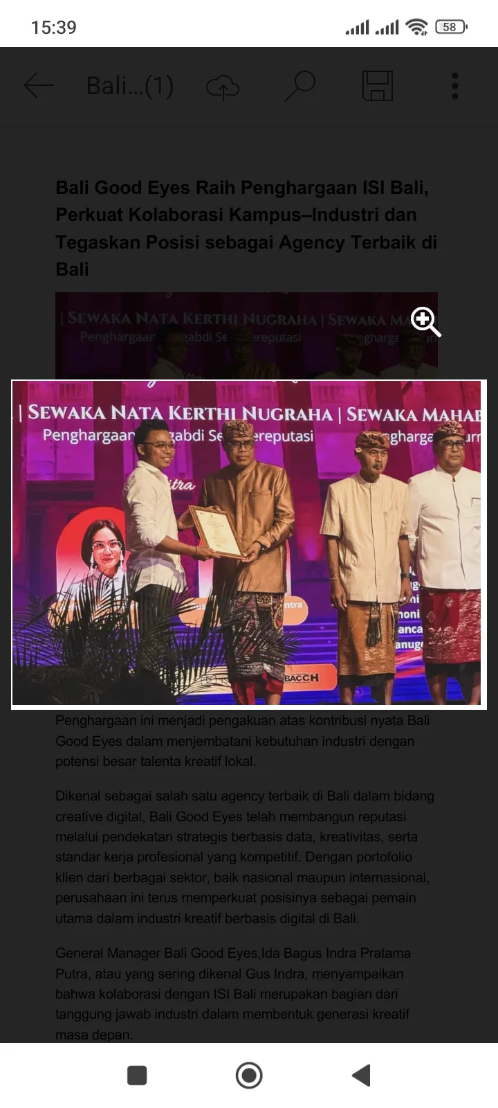 Bali Good Eyes Terima Penghargaan ISI Bali, Perkuat Kerjasama Pendidikan dan Industri