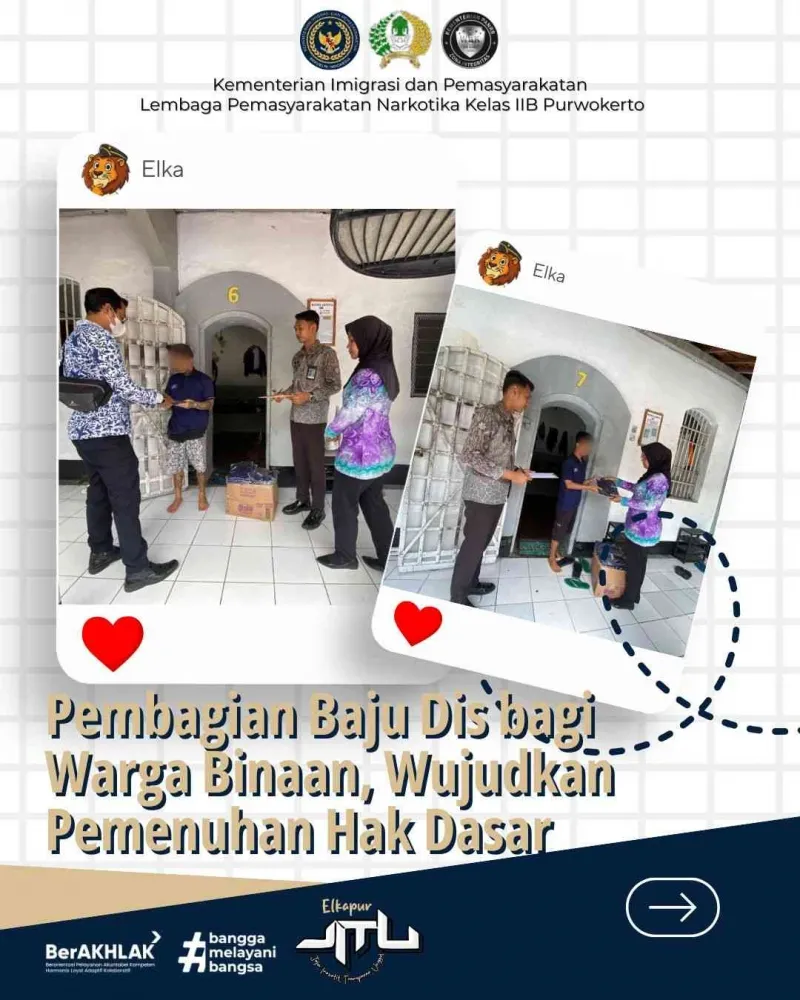 Lapas Narkotika Purwokerto Penuhi Hak Dasar Warga Binaan dengan Pembagian Baju Baru