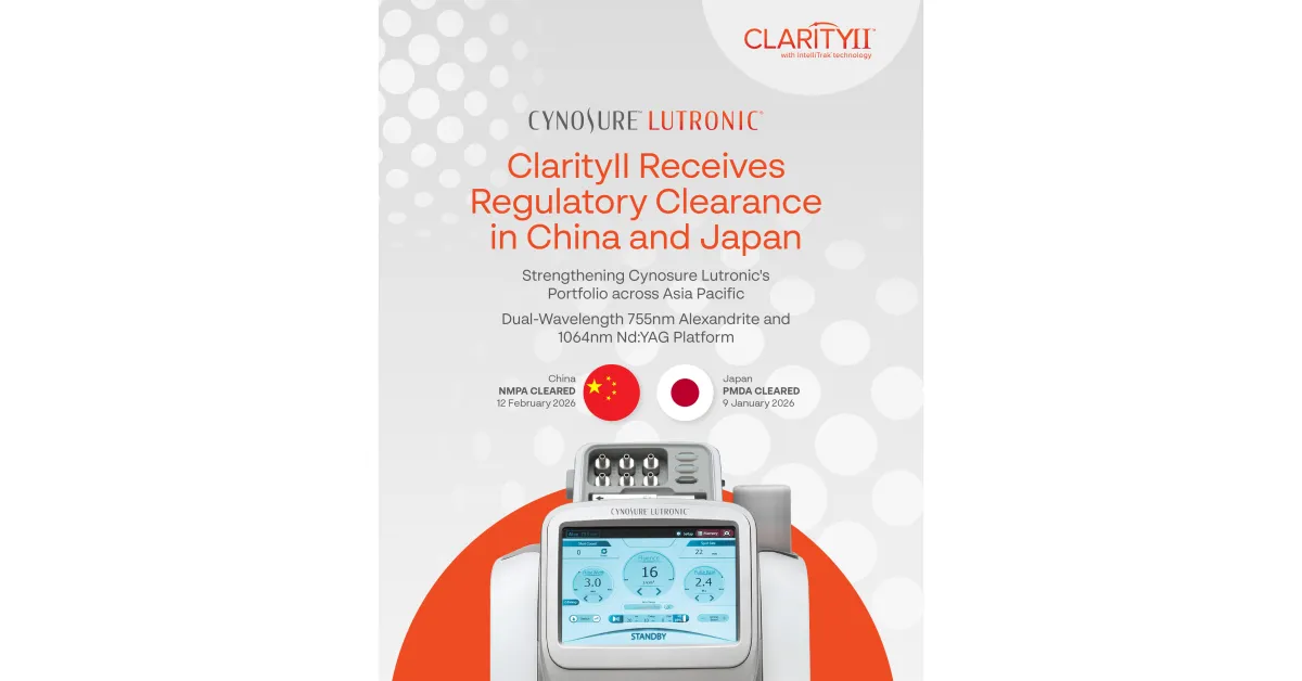 Cynosure Lutronic Raih Izin Clarity II™ di Tiongkok dan Jepang untuk Ekspansi Estetika Medis
