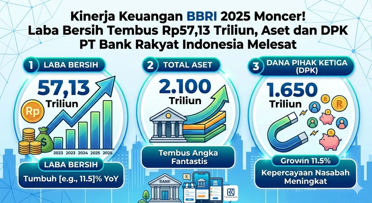 Laba Bersih BBRI 2025 Capai Rp57,13 Triliun, Aset dan DPK Tumbuh Pesat