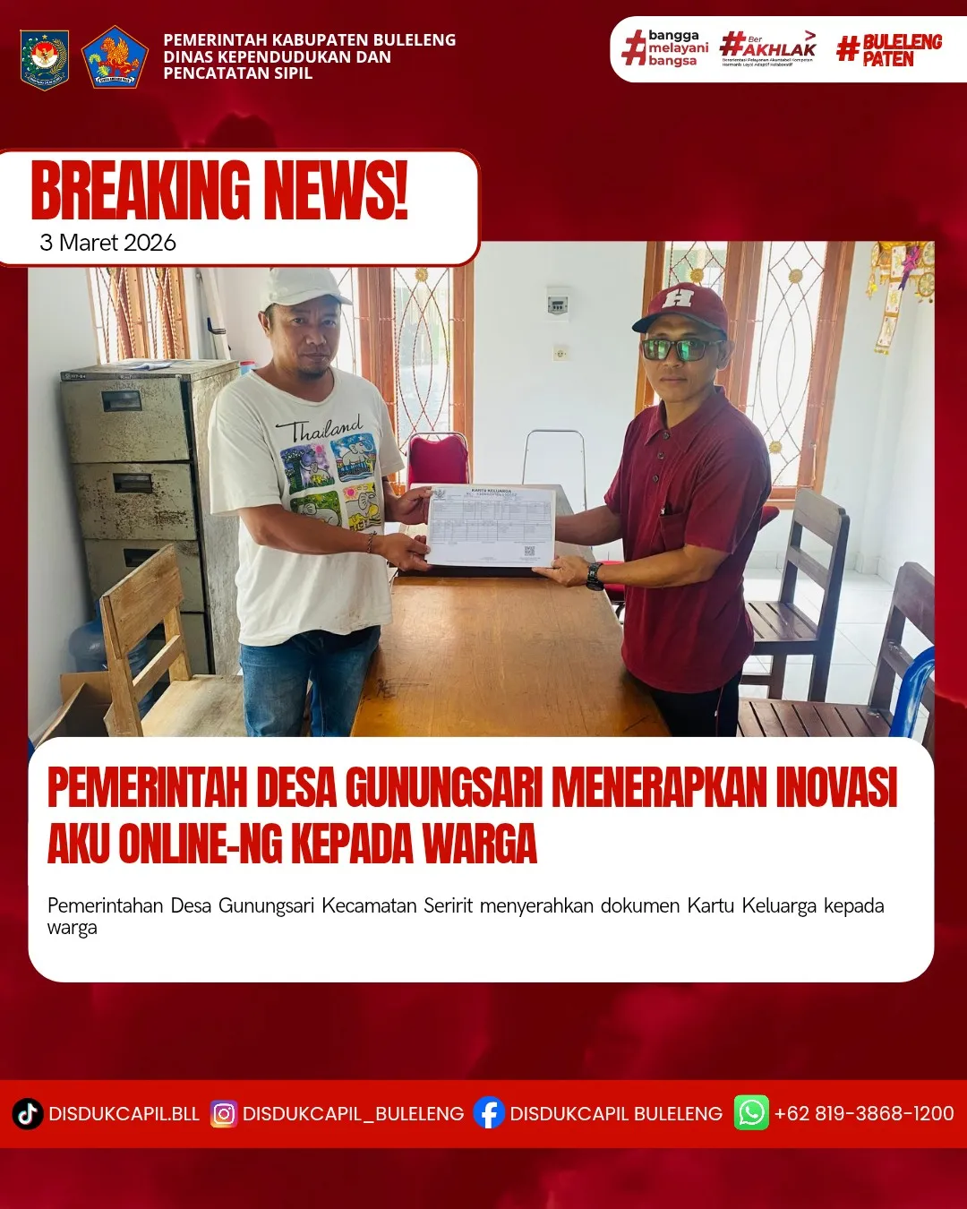 Desa Gunungsari Terapkan Layanan Kependudukan Melalui Aplikasi Aku Online-NG