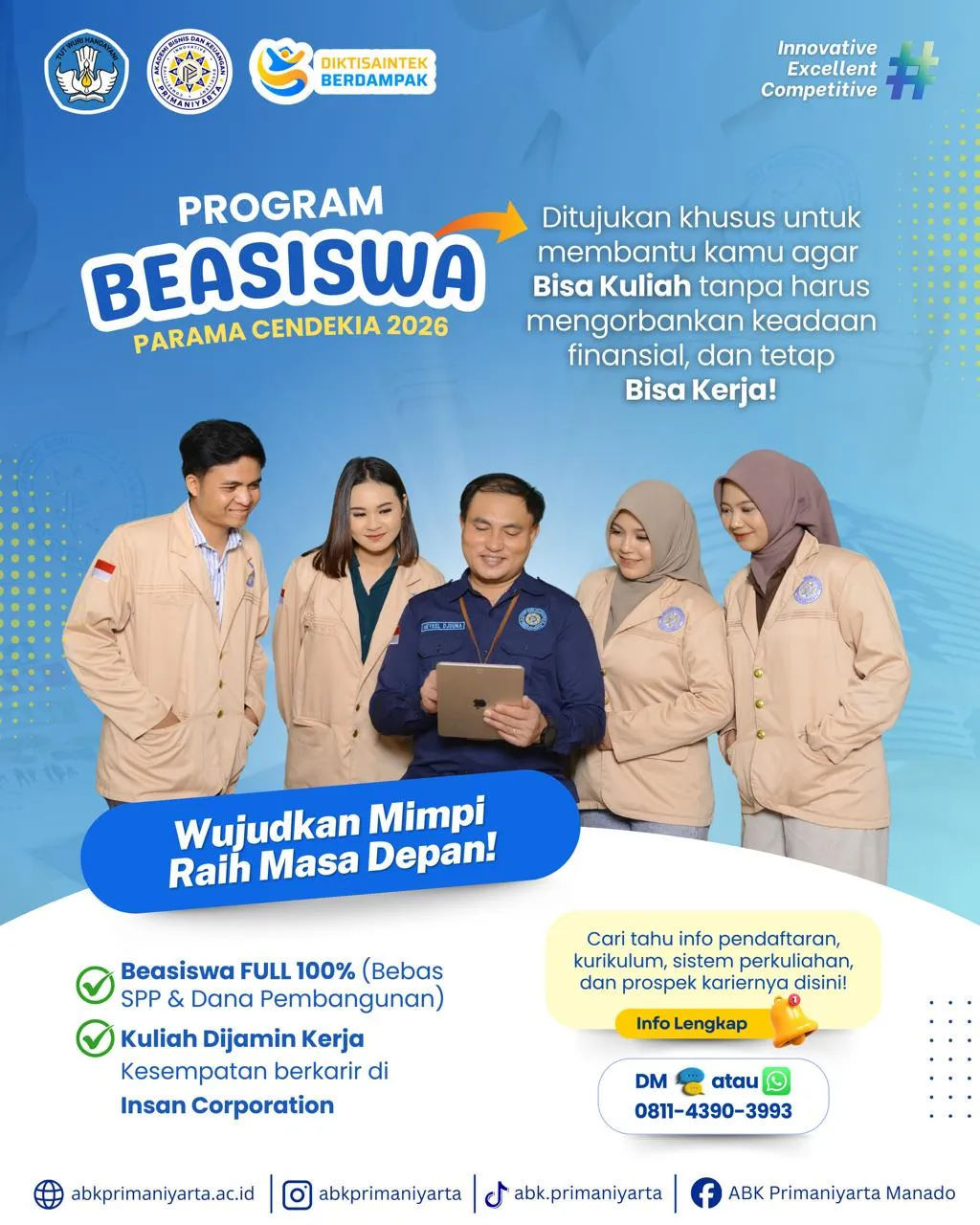 Beasiswa Parama Cendekia 2026 untuk Sarjana Terapan Bidang Digital dan Keuangan