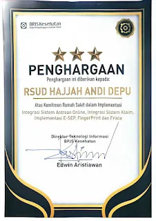 RSUD Hajjah Andi Depu Dapat Penghargaan BPJS Kesehatan atas Transformasi Digital