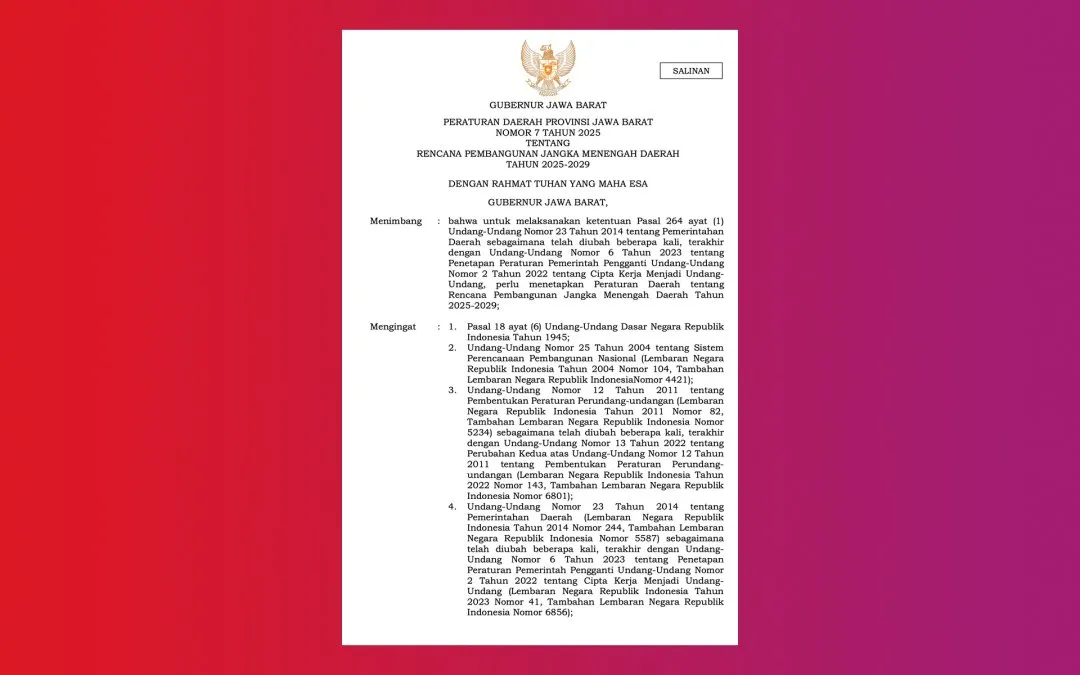 RPJMD Jawa Barat 2025-2029 Fokus Penurunan Stunting dan Pembangunan Berkelanjutan