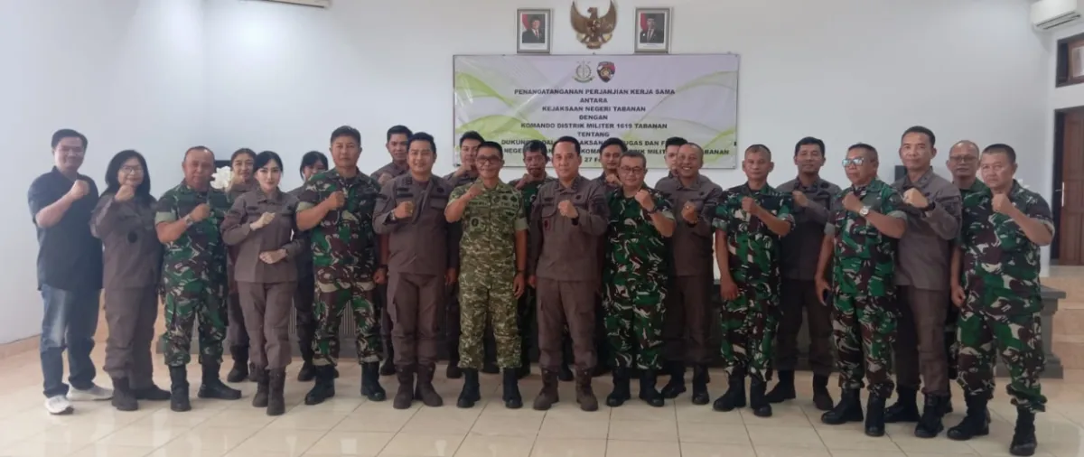 Kejaksaan Negeri Tabanan dan Kodim Tabanan Tandatangani Kerja Sama Penegakan Hukum