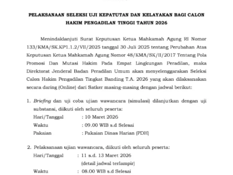 Mahkamah Agung Gelar Seleksi Calon Hakim Tinggi Secara Daring