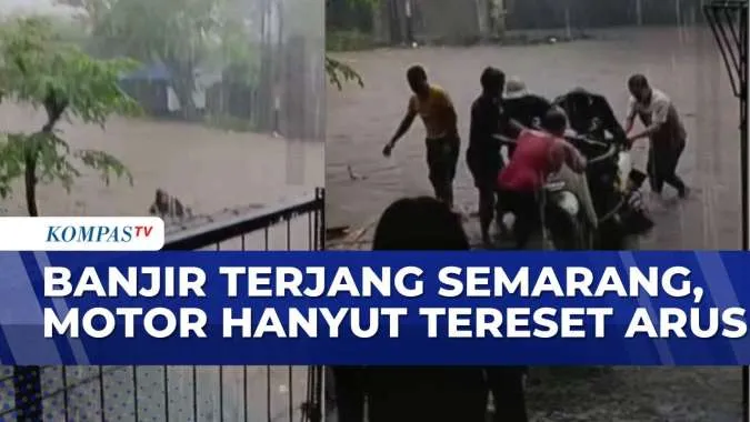 Banjir Semarang Seret Motor Warga, Hujan Deras Jadi Penyebab