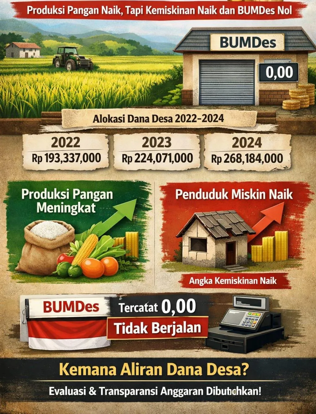 Dana Desa Rp685 Juta di Pengalangan: Produksi Pangan Naik, Kemiskinan Meningkat