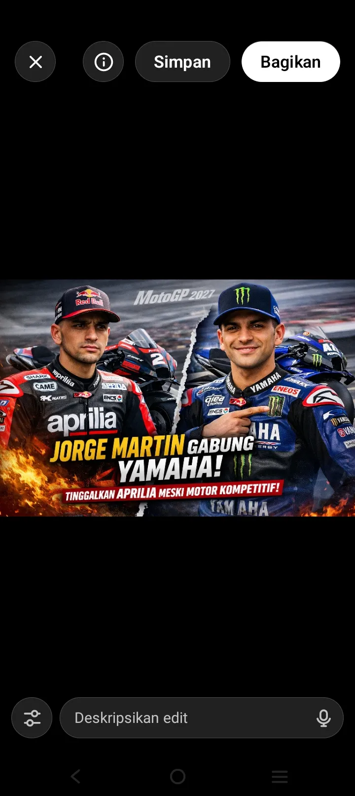 Jorge Martin Bakal Gabung Yamaha, Tinggalkan Aprilia Menuju Era Baru MotoGP 2027