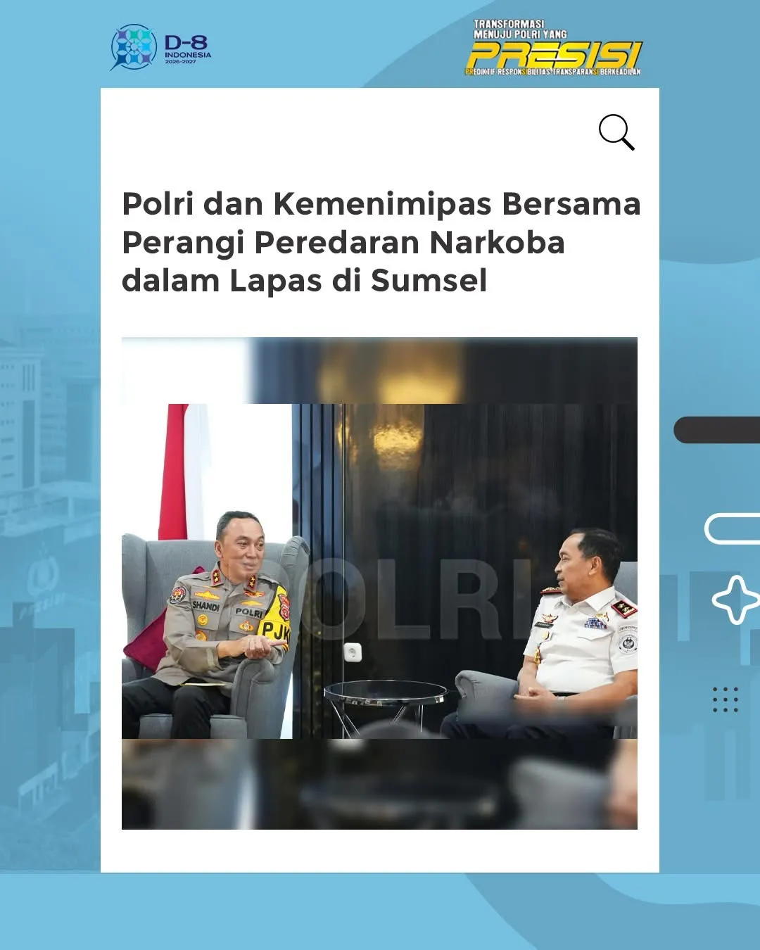Polda Sumsel dan Kemenkumham Perkuat Sinergi Cegah Narkotika dari Dalam Lapas