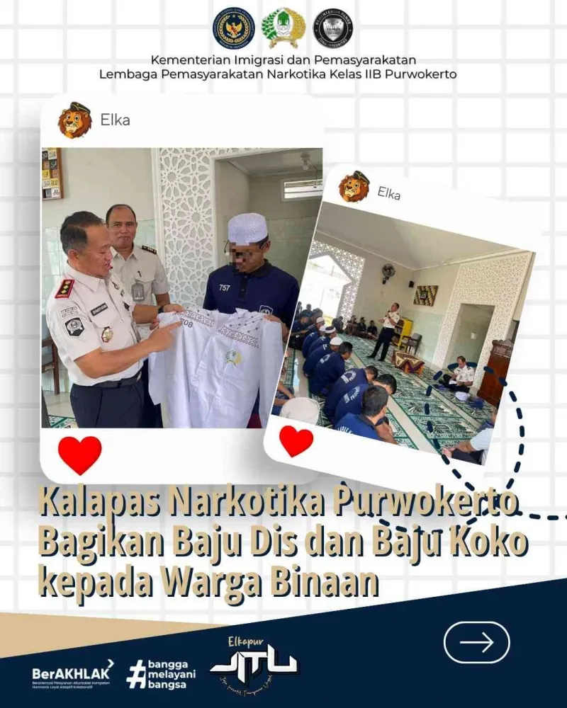Lapas Narkotika Purwokerto Bagikan Pakaian untuk Warga Binaan