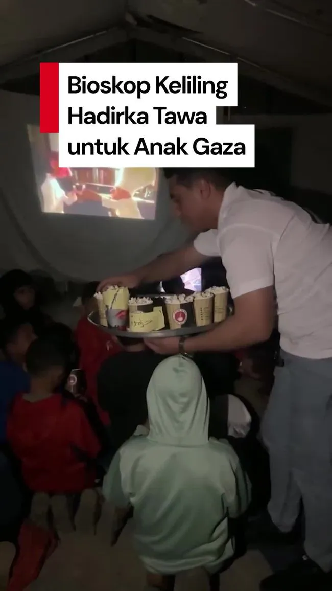 Bioskop Keliling Hibur Anak-Anak di Kamp Pengungsian Gaza