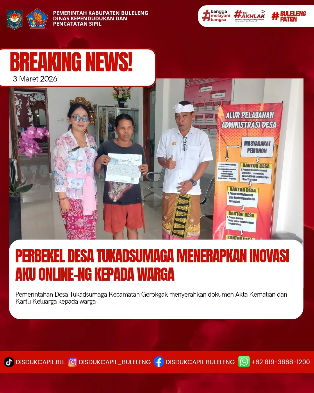 Inovasi Aku Online-NG Permudah Akses Dokumen Kependudukan di Desa Tukadsumaga