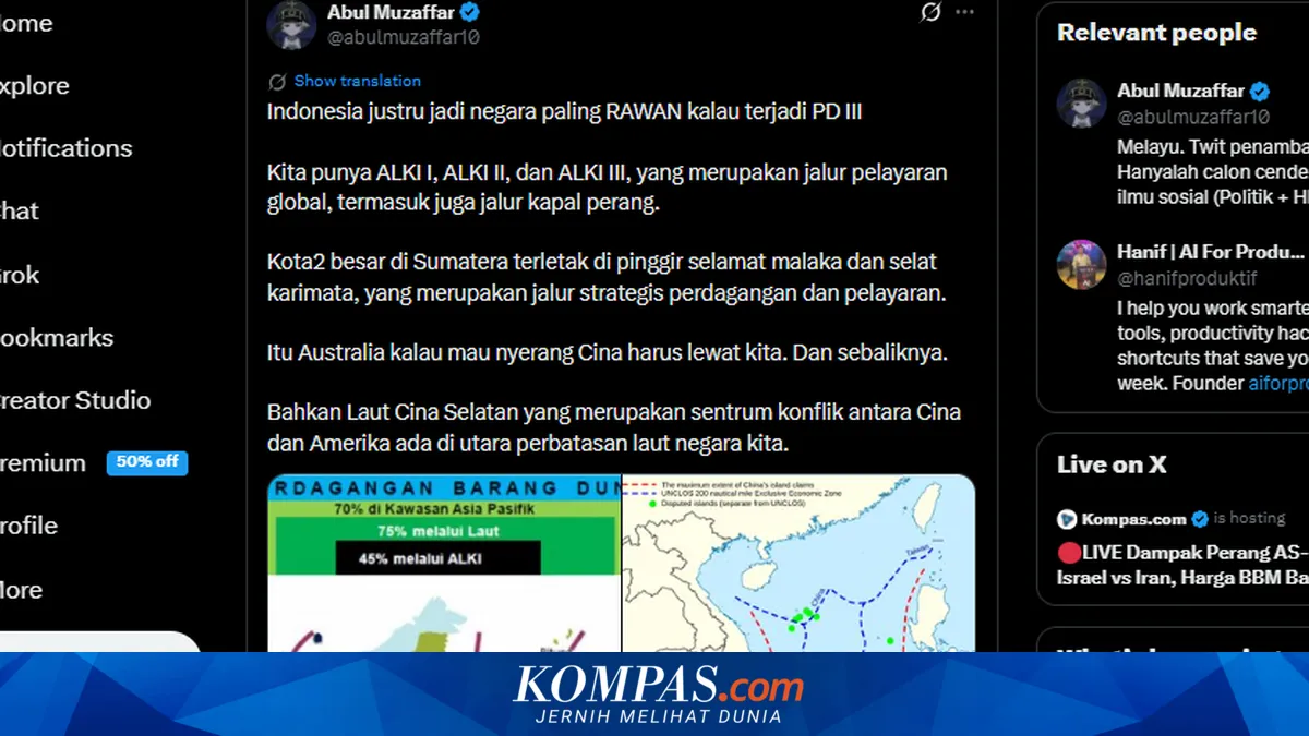 Indonesia Dikatakan Paling Rawan Jika Terjadi Perang Dunia 3 karena Posisi ALKI