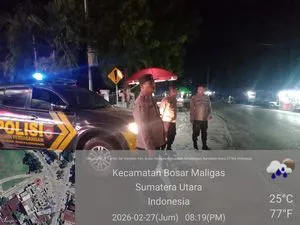Polsek Perdagangan Gelar Patroli Blue Light Cegah Kejahatan Malam Hari