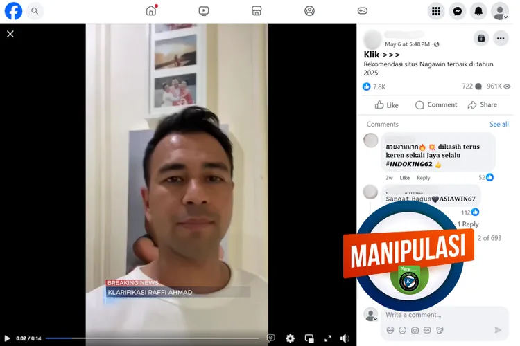 Raffi Ahmad Jadi Korban Hoaks Judi yang Digunakan oleh Akun Palsu