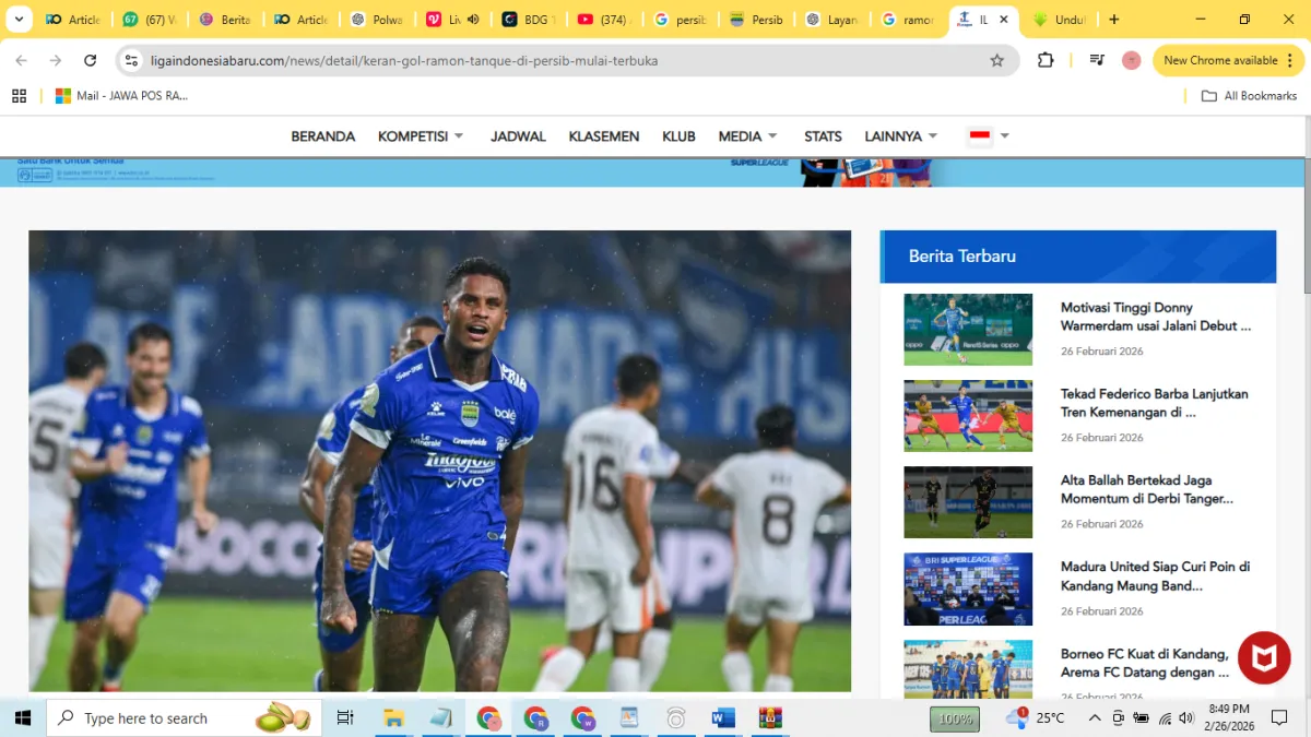 Persib Bandung Pertahankan Puncak Klasemen, Persija dan Borneo FC Terus Menguntit