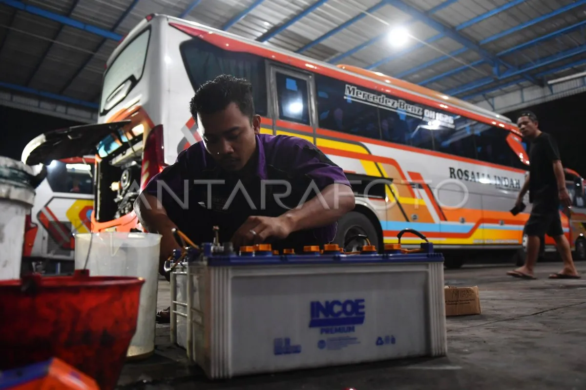 Perawatan Bus Armada Mudik Lebaran 2026 di Palembang