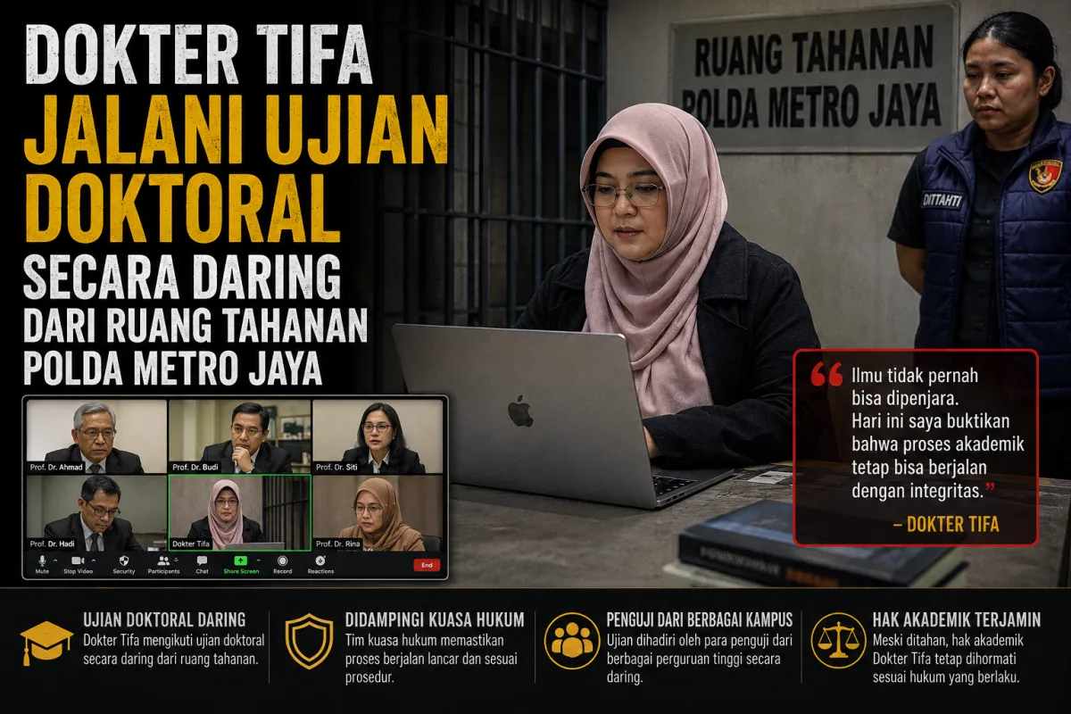 Dokter Tifa Ujian Doktoral Daring dari Ruang Tahanan Polda Metro Jaya