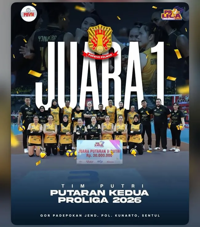 Jakarta Popsivo Polwan Raih Juara Putaran 2 Proliga 2026