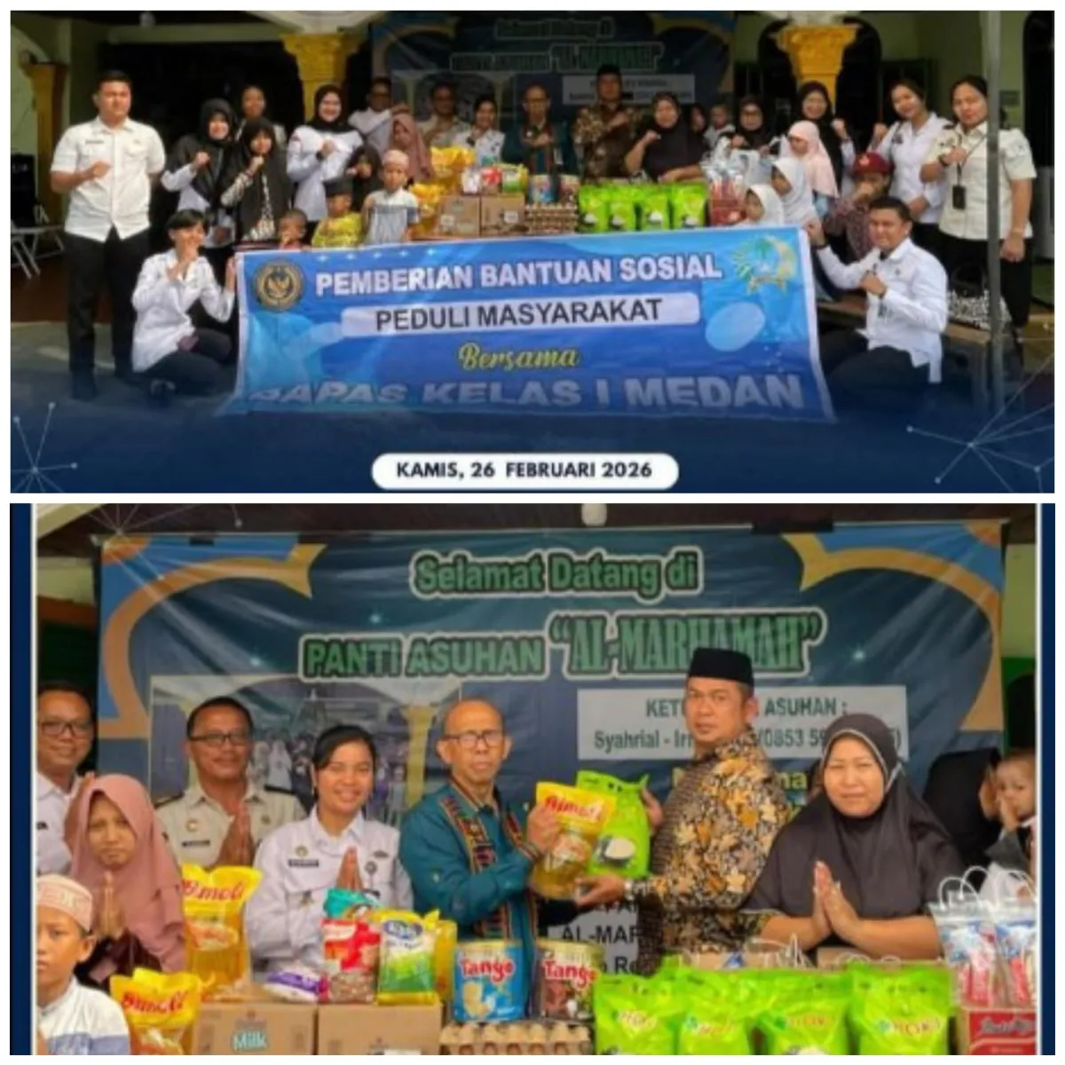 Bapas Kelas I Medan Berikan Bantuan Sosial untuk Panti Asuhan Al Marhamah